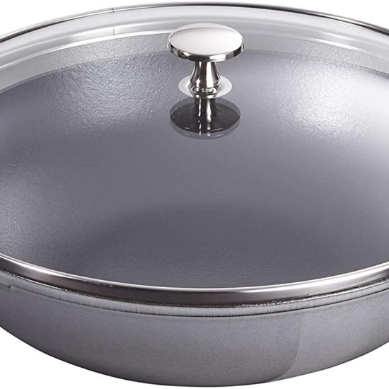 Wok 30cm in ghisa vetrificata smaltata Staub grigio