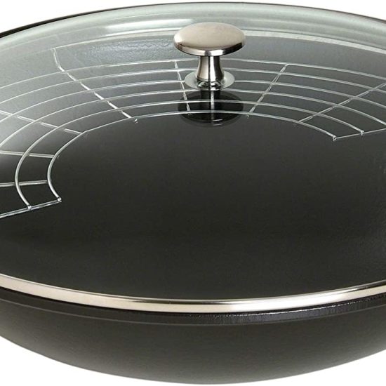 Wok 30cm in ghisa vetrificata smaltata Staub nero