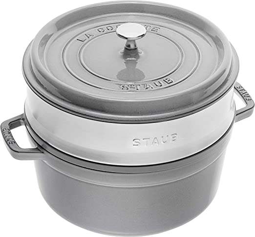Cocotte 26cm con cestello vapore Staub Grigia
