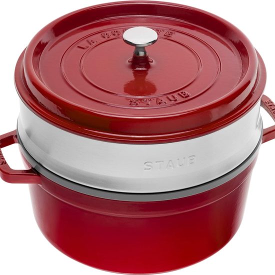 Cocotte 26cm con cestello vapore Staub Rossa