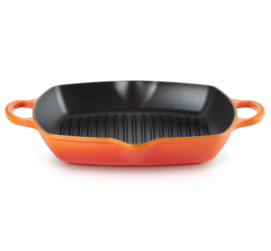 Grill quadrato 30cm profondo in ghisa vetrificata arancio Le Creuset