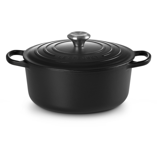 Cocotte rotonda 26cm in ghisa vetrificata Le Creuset Nera interno Nero