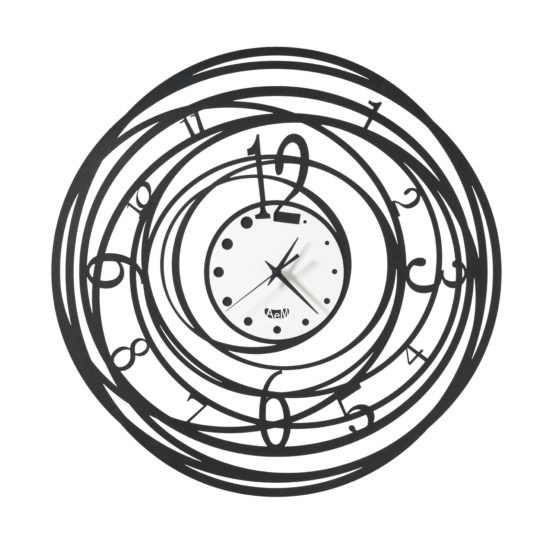 Orologio Arti & Mestieri da parete piccolo Ghirigoro Nero e Bianco marmo