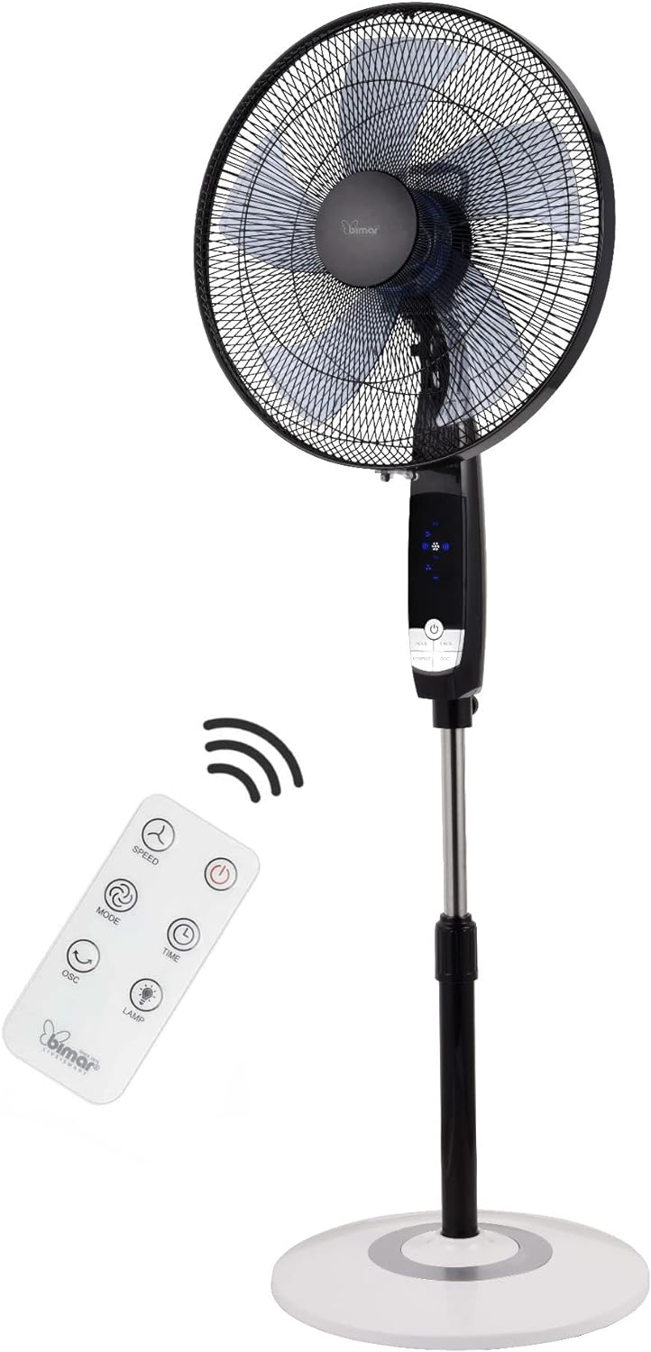 Bimar AMA12 Ventilatore a Piantana con 5 Pale, Elica Ø 40 cm, Ventilatore con Telecomando e Timer