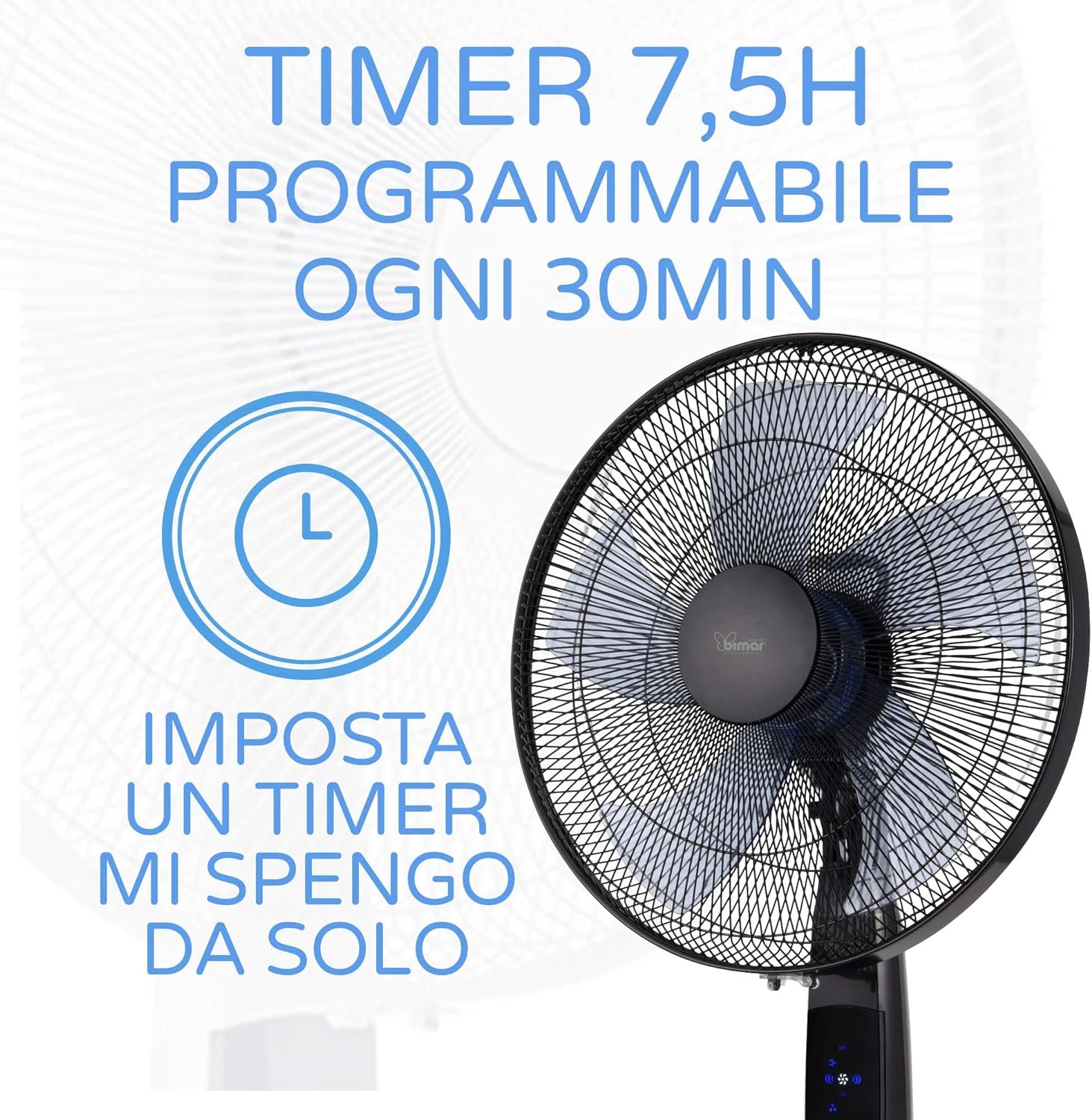 Bimar AMA12 Ventilatore a Piantana con 5 Pale, Elica Ø 40 cm, Ventilatore con Telecomando e Timer - immagine 6